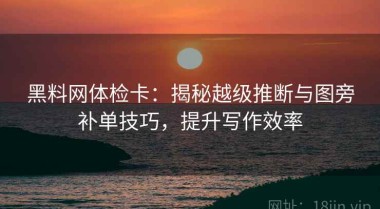 黑料网体检卡：揭秘越级推断与图旁补单技巧，提升写作效率
