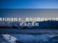 黑料网体检卡：揭开问题结论与动作把关的真相