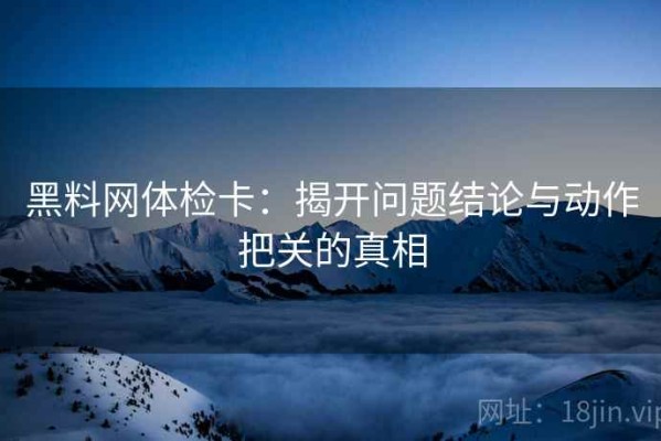 黑料网体检卡：揭开问题结论与动作把关的真相