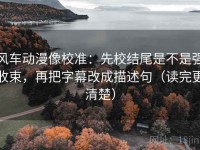 风车动漫像校准：先校结尾是不是强收束，再把字幕改成描述句（读完更清楚）