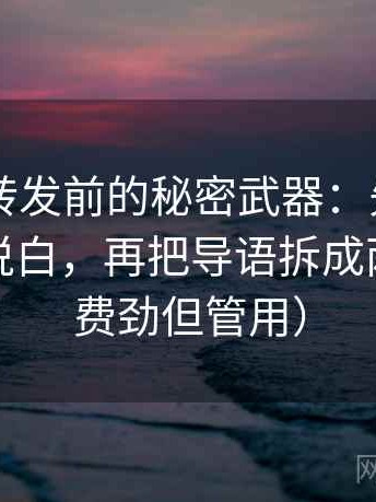菠萝TV转发前的秘密武器：先看主语有没有说白，再把导语拆成两句（不费劲但管用）