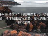茶杯狐体检卡：问题截图有没有缺语境，动作把主语写清楚，提示先把口径写出来