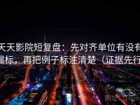 天天影院短复盘：先对齐单位有没有漏标，再把例子标注清楚（证据先行）