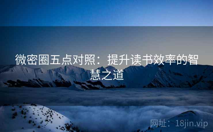 微密圈五点对照:提升读书效率的智慧之道 微密圈五点对照:提升读书效率的智慧之道